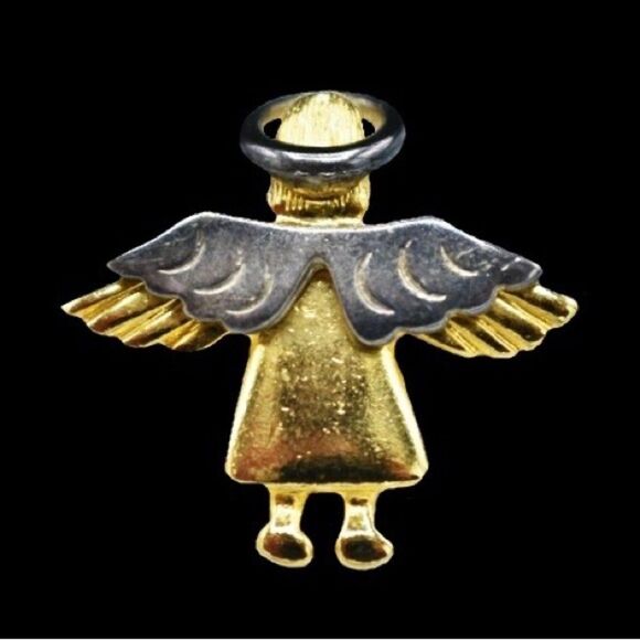 10/$25🦋 Vintage IMO 1995 Silver & Gold Two-Tone Guardian Angel Pin - Picture 2 of 14